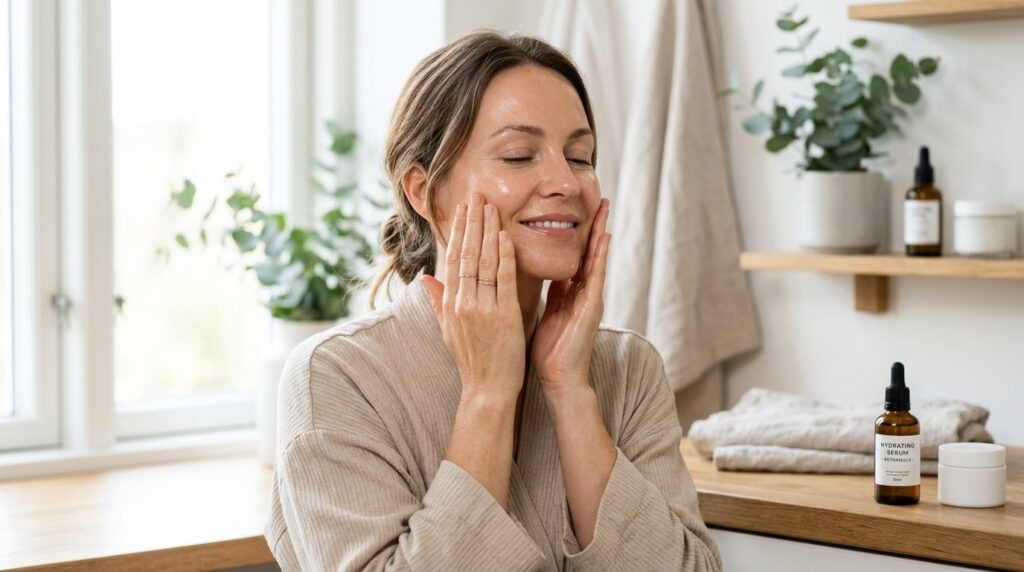 Wellness and skincare lifestyle: Mature woman in her mid-30s